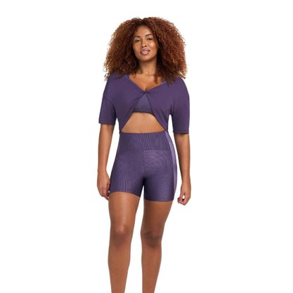 Bermuda Alto Giro Rib Shine C/Bolso Feminina 2511109-C5655