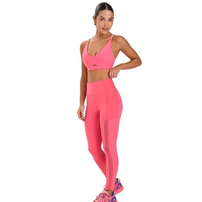 Calça Legging Alto Giro Hyper Recorte Tule Fem 2342303-C5660
