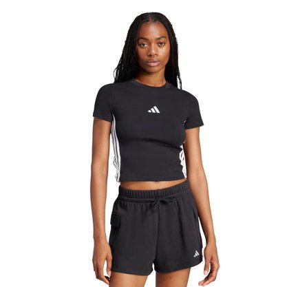 Camiseta Adidas M/C Cropped 3 Stripes Feminina JC8325