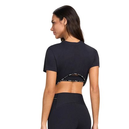 Camiseta Alto Giro M/C Cropped Elástico Fem 2511720-C0049