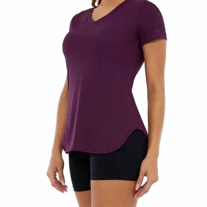 Camiseta Alto Giro M/C Skin Fit Alongada V Fem 2311718-C5543
