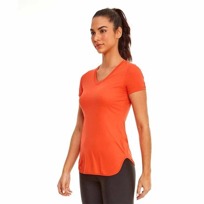 Camiseta Alto Giro M/C Skin Fit Alongada V Fem 2311718-C5546