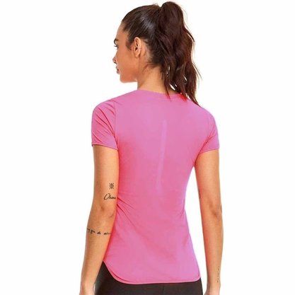 Camiseta Alto Giro M/C Skin Fit Alongada V Fem 2311718-C5548