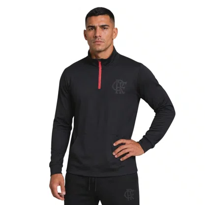 Camiseta Braziline M/L C/Zíper Flamengo Tato Masc 00100767802