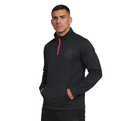 Camiseta Braziline M/L C/Zíper Flamengo Tato Masc 00100767802