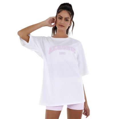 Camiseta Alto Giro Oversized Comfort Dry Aerobic Feminina