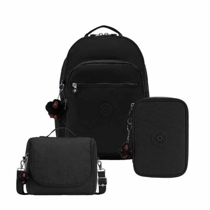 Kit Kipling Mochila, Estojo e Lancheira Unissex