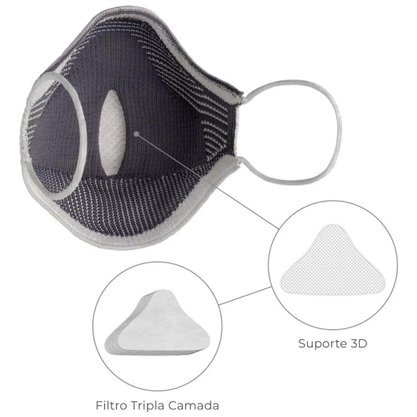 Kit Máscara Proteção Fiber Knit Air Unissex Z992K-B8184