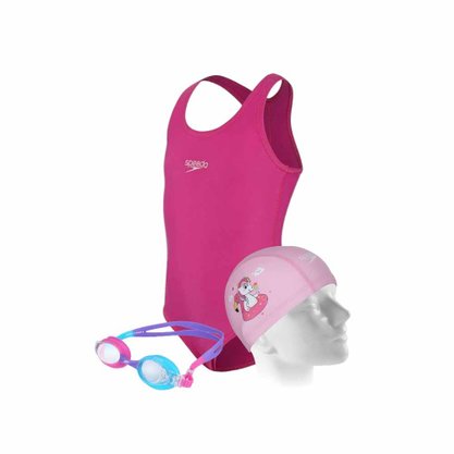 Kit Natação Infantil Maiô, Óculos e Touca