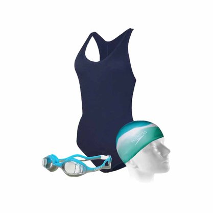 Kit Natação Maiô, Óculos e Touca