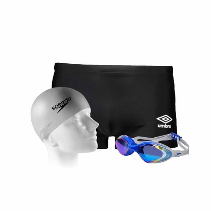 Kit Natação Sunga, Touca e Óculos