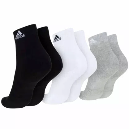 Meia Adidas Ankle Cano Médio 3 Pares DZ9434