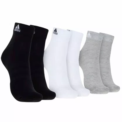 Meia Adidas Ankle Cano Médio 3 Pares DZ9434