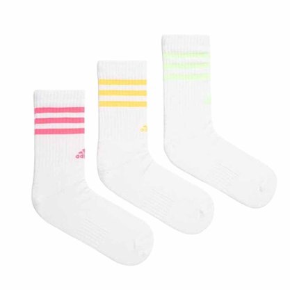 Meia Adidas Cano Longo 3 Listras 3 Pares Unissex IP2638