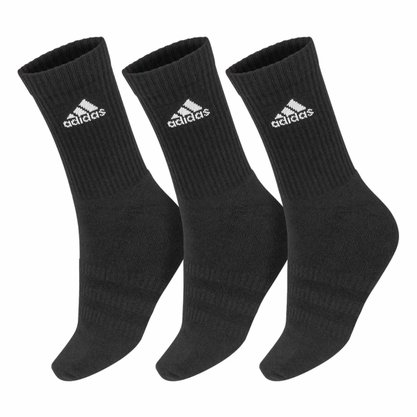 Meia Adidas Cano Médio Cushion Crew 3 Pares Unissex DZ9357