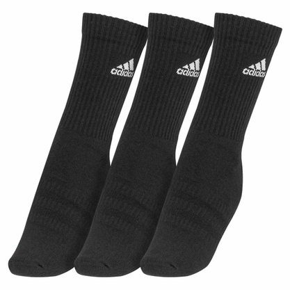 Meia Adidas Cano Médio Cushion Crew 3 Pares Unissex DZ9357