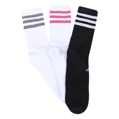 Kit Meias Adidas Cano Alto Glam 3 Stripes Unissex GH7542