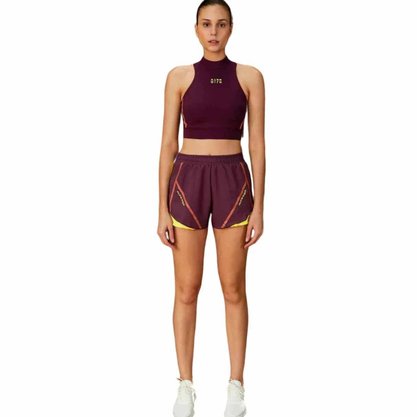 Shorts Alto Giro Tecnospan com Recorte Fem 2212002-C5386
