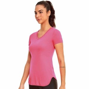 Camiseta Alto Giro M/C Skin Fit Alongada V Fem 2311718-C5548