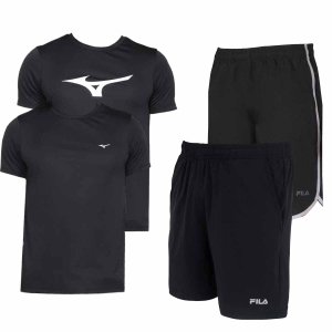 Kit 2 Bermudas e 2 Camisetas Masculinas