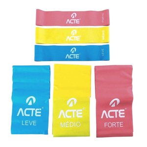 Kit Bands Acte 3 Faixas Elásticas + 3 Mini Bands T270-A