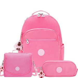 Kit Kipling Mochila, Lancheira e Estojo Glitter Unissex