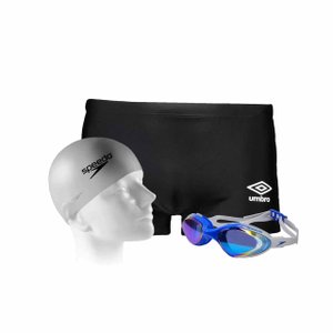 Kit Natação Sunga, Touca e Óculos