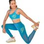 Calça Legging Alto Giro Tule Recortes Logo Fem 2442302-C5909